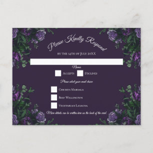 Dark Lila Floral Elegant Wedding Gothic Feiertagspostkarte