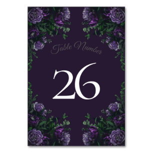 Dark Lila Floral Elegant Wedding Gothic Tischnummer