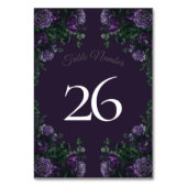 Dark Lila Floral Elegant Wedding Gothic Tischnummer (Vorderseite)
