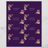 Dark Lila Floral Elegante Hochzeitsnacht Platzkart (Vorderseite)