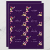 Dark Lila Floral Elegante Hochzeitsnacht Platzkart (Vorne/Hinten)