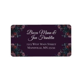 Dark Lila Floral Elegante Wedding Maroon Mauve Adressaufkleber