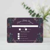 Dark Lila Floral Elegante Wedding Maroon Mauve Einladung (Stehend Vorderseite)