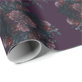 Dark Lila Floral Elegante Wedding Maroon Mauve Geschenkpapier (Rolleneckpunkt)