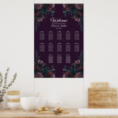 Dark Lila Floral Elegante Wedding Maroon Mauve Poster (Küche)