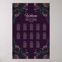 Dark Lila Floral Elegante Wedding Maroon Mauve Poster