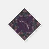 Dark Lila Floral Elegante Wedding Maroon Mauve Serviette (Ecke)
