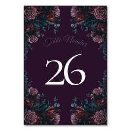 Dark Lila Floral Elegante Wedding Maroon Mauve Tischnummer