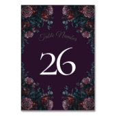 Dark Lila Floral Elegante Wedding Maroon Mauve Tischnummer (Vorderseite)