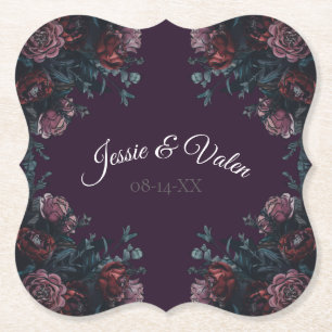 Dark Lila Floral Elegante Wedding Maroon Mauve Untersetzer