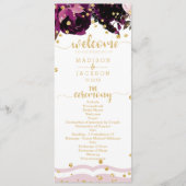 Dark Lila Floral Gold Confetti Wedding Program Programm (Vorderseite)
