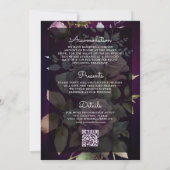 Dark Lila Floral Mason Jar QR Code Moody Wedding Einladung (Rückseite)