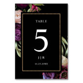 Dark Lila Floral Moody Wedding Tischnummer (Rückseite)