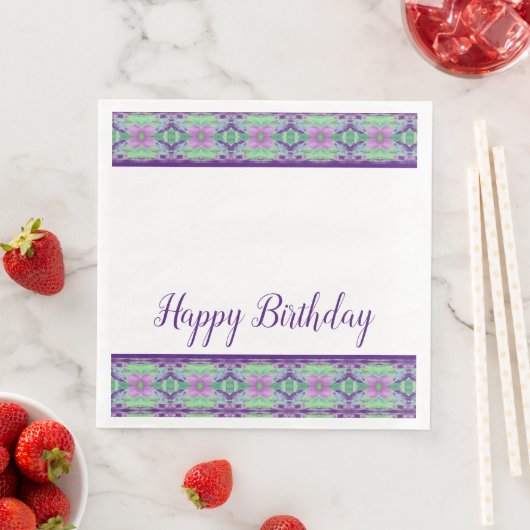 Dark Lila Floral Paper Dinner Napkin Serviette (Beispiel)