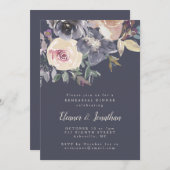 Dark Lila Floral Probe Abendessen Einladung (Vorne/Hinten)