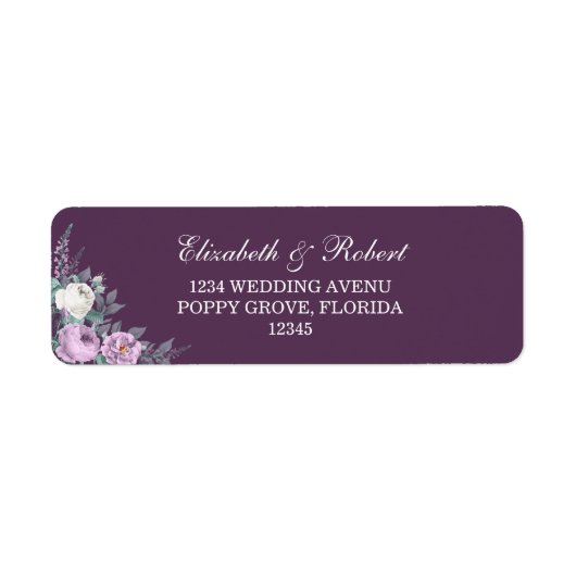 Dark Lila Floral Return Address Label (Vorne)