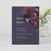 Dark Lila Floral & Silver Web Brautparty Einladung (Stehend Vorderseite)