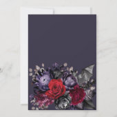 Dark Lila Floral & Silver Web Brautparty Einladung (Rückseite)