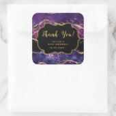 Dark Lila Gold Sequins Agate Birthday Vielen Dank Quadratischer Aufkleber (Tasche)