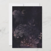 Dark Lila Gothic Boho Floral Wedding Einladung (Rückseite)