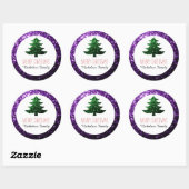 Dark Lila Green Weihnachtsbaum Glitzern Geschenkma Runder Aufkleber (Blatt)