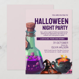Dark Lila Illustrative Halloween-Party Einladung