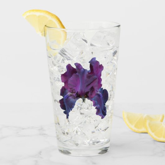 Dark Lila Iris Bloom Floral Glas (Vorderseite Ice)