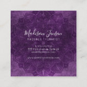 Dark Lila Mandala Lotus Blume Monogram Script Quadratische Visitenkarte (Rückseite)