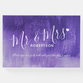 Dark lila moderne Kunst maßgeschneidertes Hochzeit Gästebuch