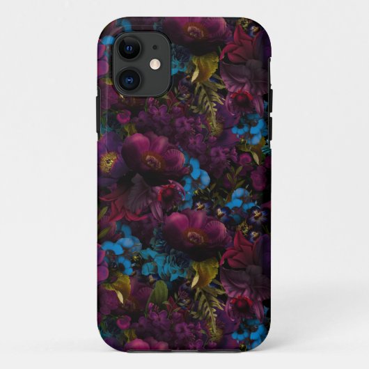 Dark Lila Moody Florals Antike Blume Case-Mate iPhone Hülle (Rückseite)