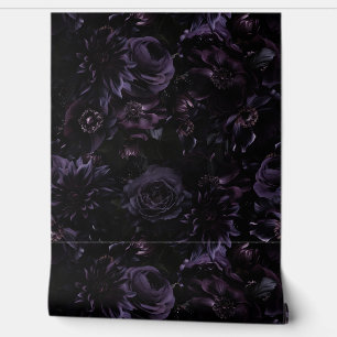 Dark Lila Moody Gothic Peonies Florals Night Tapete
