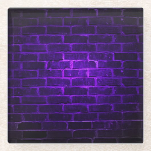 DARK LILA NEON BRICK WALL SIEHT AUS GLASUNTERSETZER (Vorderseite)