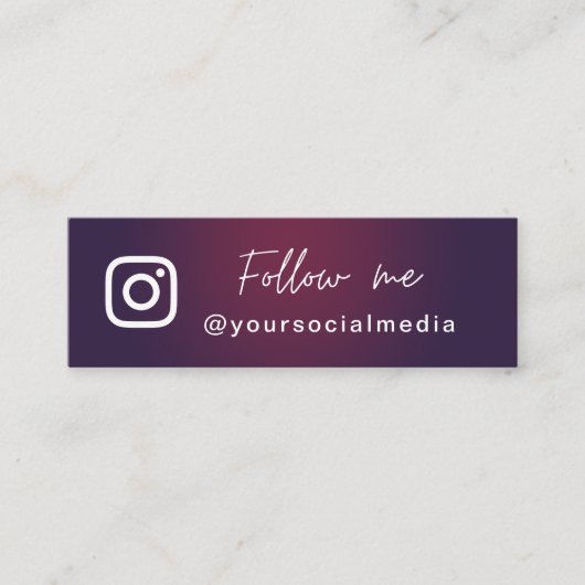 Dark Lila Ombre Folgen Sie dem QR-Code der Social Mini Visitenkarte (Vorderseite)