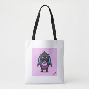 "Dark Lila pixated Gorilla Tag Character with Tasche