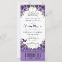Dark Lila Plum Floral Quinceñera VIP Ticket