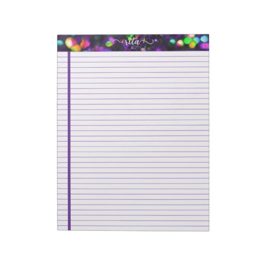 Dark Lila Sparkling Notepad Notizblock (Rotiert)