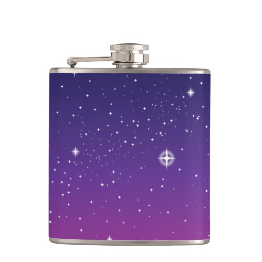 Dark Lila Starry Night Sky Flachmann (Vorderseite)