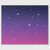 Dark Lila Starry Night Sky Geschenkpapier (Flach)