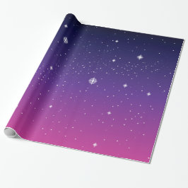 Dark Lila Starry Night Sky Geschenkpapier