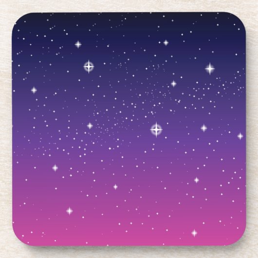 Dark Lila Starry Night Sky Getränkeuntersetzer (Vorderseite)