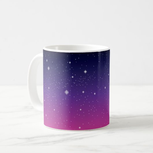 Dark Lila Starry Night Sky Kaffeetasse (Vorderseite Links)