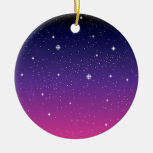 Dark Lila Starry Night Sky Keramik Ornament