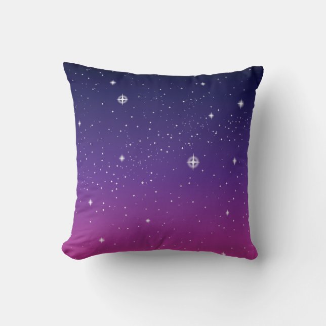 Dark Lila Starry Night Sky Kissen (Vorderseite)