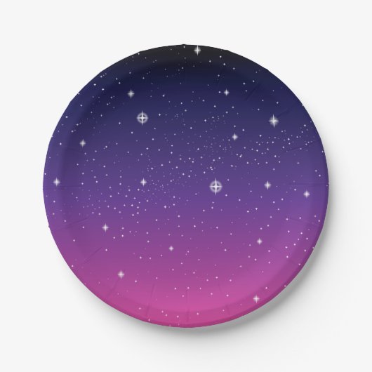 Dark Lila Starry Night Sky Pappteller (Vorderseite)