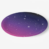 Dark Lila Starry Night Sky Pappteller (Schrägansicht)