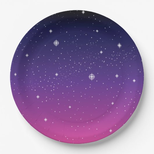 Dark Lila Starry Night Sky Pappteller (Vorderseite)