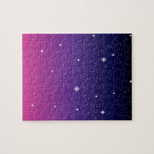 Dark Lila Starry Night Sky Puzzle (Horizontal)