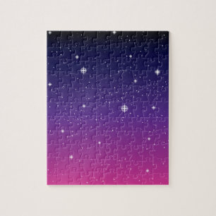 Dark Lila Starry Night Sky Puzzle