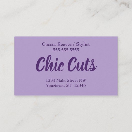 Dark Lila Texture Hair Style Kosmetik Visitenkarte (Rückseite)