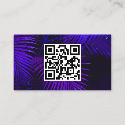 Dark Lila Tropical Palm Blätter Räume Designer Visitenkarte (Rückseite)